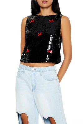 Sequin Bow Boxy Crop Top