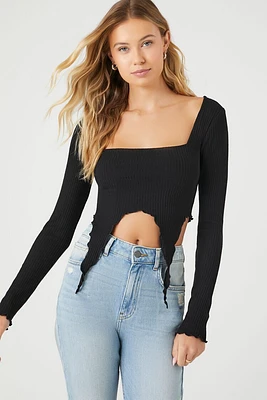 Ribbed Lettuce-Edge Crop Top