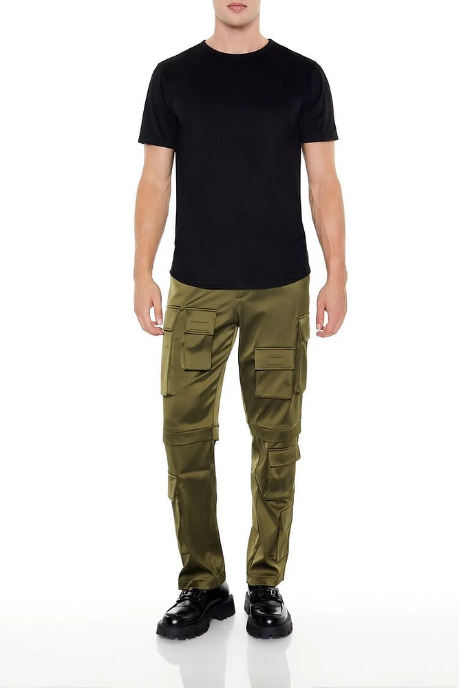 Slim-Fit Satin Cargo Pants