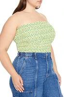 Plus Smocked Floral Tube Top