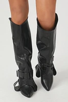 Buckled Faux Leather Boots