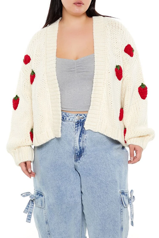 Plus Strawberry Cardigan Sweater