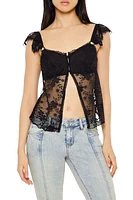 Sheer Lace Split-Front Cami