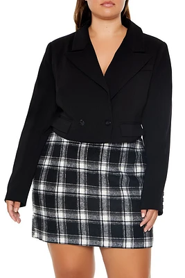 Plus Cropped Peak Lapel Blazer