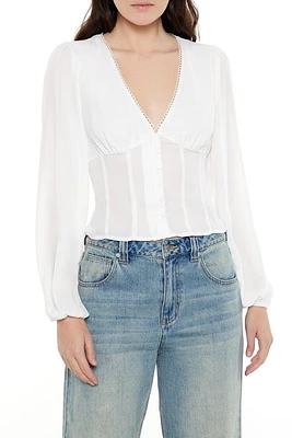 Plunging Tie-Back Poplin Top