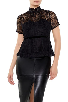 Lace Illusion Peplum Top