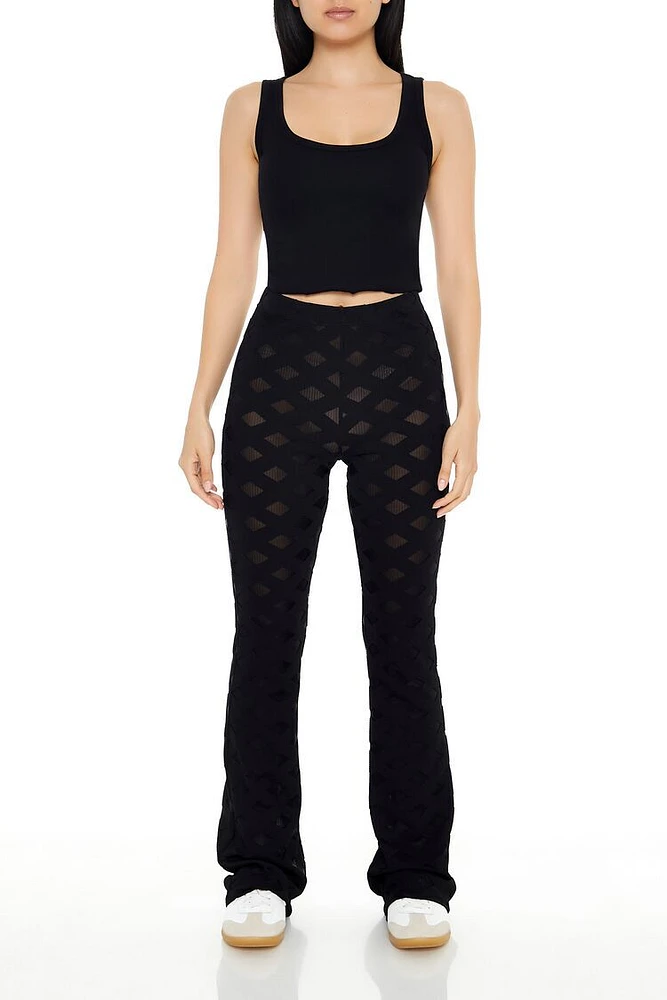 Sheer Lattice Flare Pants