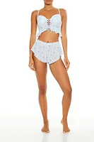 Floral Flounce Lingerie Corset Cami