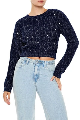 Glitter Knit Rhinestone Sweater