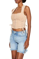 Lace-Up Corduroy Crop Top
