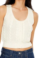 Cable Sweater-Knit Tank Crop Top