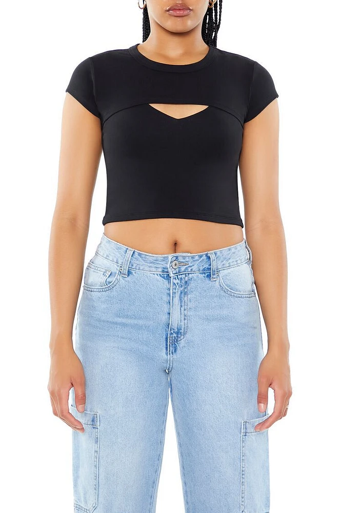 Layered Cutout Cropped Tee