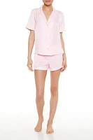 Butterfly Satin Shirt & Shorts Pajama Set