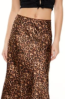 Leopard Print Slip Midi Skirt