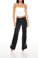 Striped Bow Low-Rise Baggy Jeans