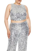 Plus Metallic Sequin Crop Top