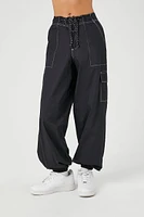 Drawstring Poplin Cargo Joggers