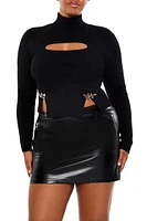 Plus Mock Neck Cutout Sweater