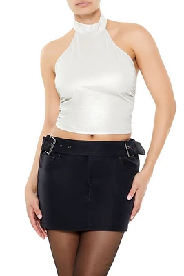 Satin Halter Crop Top