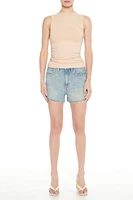 Ruched High-Neck Tank Top