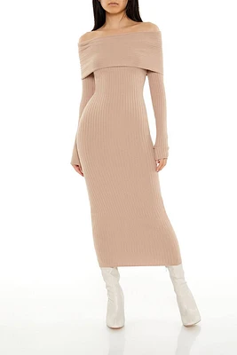 Off-the-Shoulder Midi Sweater Dress