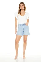 Ribbed Ruffle-Sleeve Bodysuit