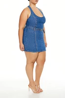 Plus Denim Halter Mini Dress