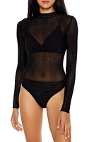 Rhinestone Mock Neck Bodysuit