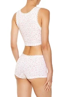 Seamless Floral Print Crop Top