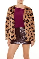 Faux Fur Cheetah Print Coat