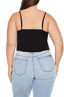 Plus Button-Front Cropped Cami