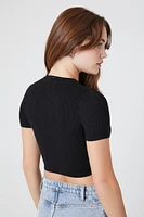 Sweater-Knit Cutout Cropped Tee