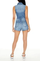 Denim Button-Front Romper