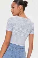 Marled Sweater-Knit Crop Top