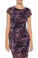 Rose Print Bodycon Midi Dress