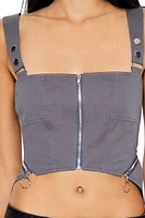 Exposed Zipper Bustier Crop Top