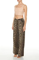 Stitched Leopard Wide-Leg Pants