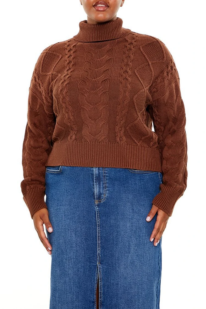 Plus Cable Knit Turtleneck Sweater