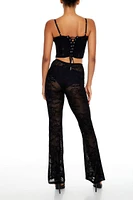 Sheer Mesh Flare Pants