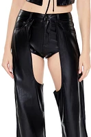 Faux Leather Combo Cutout Pants