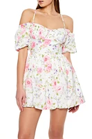 Floral Open-Shoulder Mini Dress