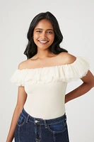 Ruffle-Trim Off-the-Shoulder Bodysuit