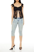 Sheer Lace Split-Front Cami