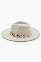 Macrame Crochet-Trim Fedora Hat