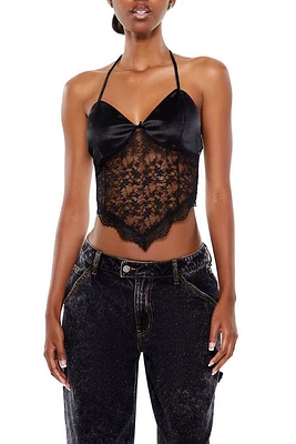 Sheer Lace Halter Crop Top