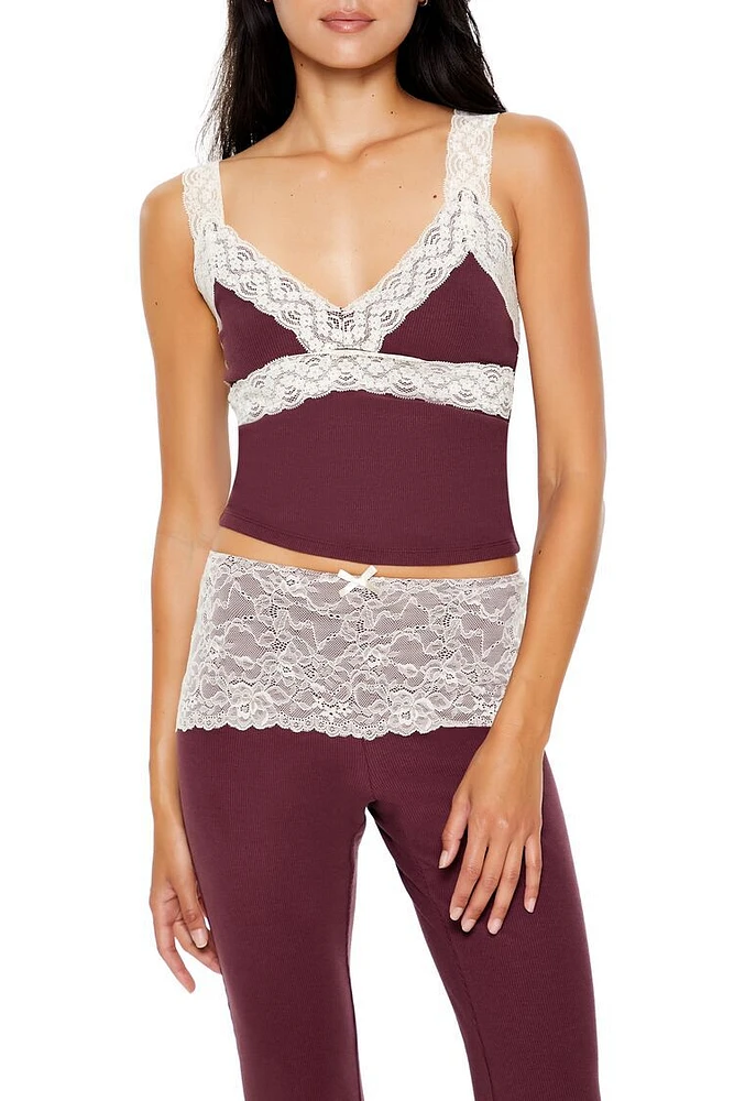 Ribbed Lace-Trim Cami