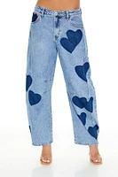 Heart Patch Baggy Barrel Jeans