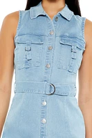 Belted Sleeveless Denim Mini Dress