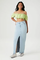 Chiffon Off-the-Shoulder Crop Top
