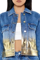 Metallic Cropped Denim Jacket